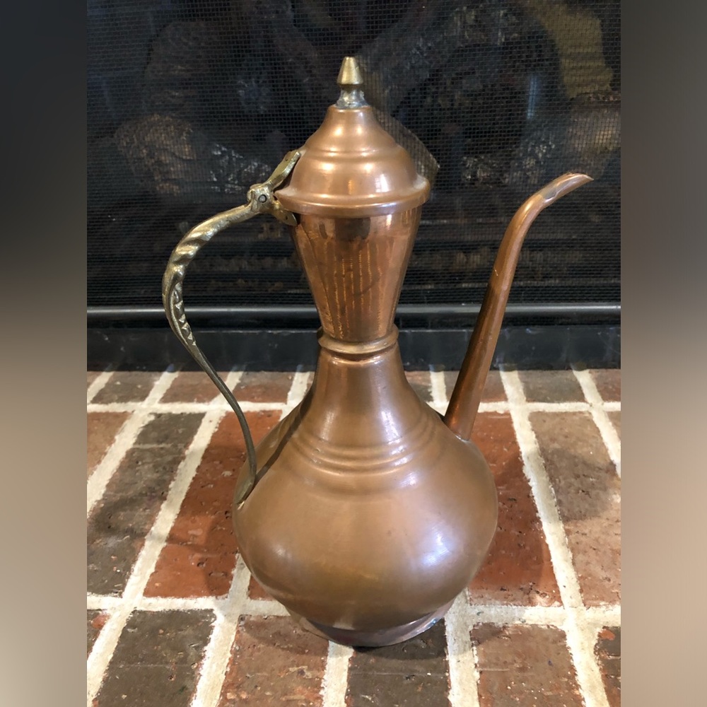 adorable vintage Turkish copper pitcher 12” tall